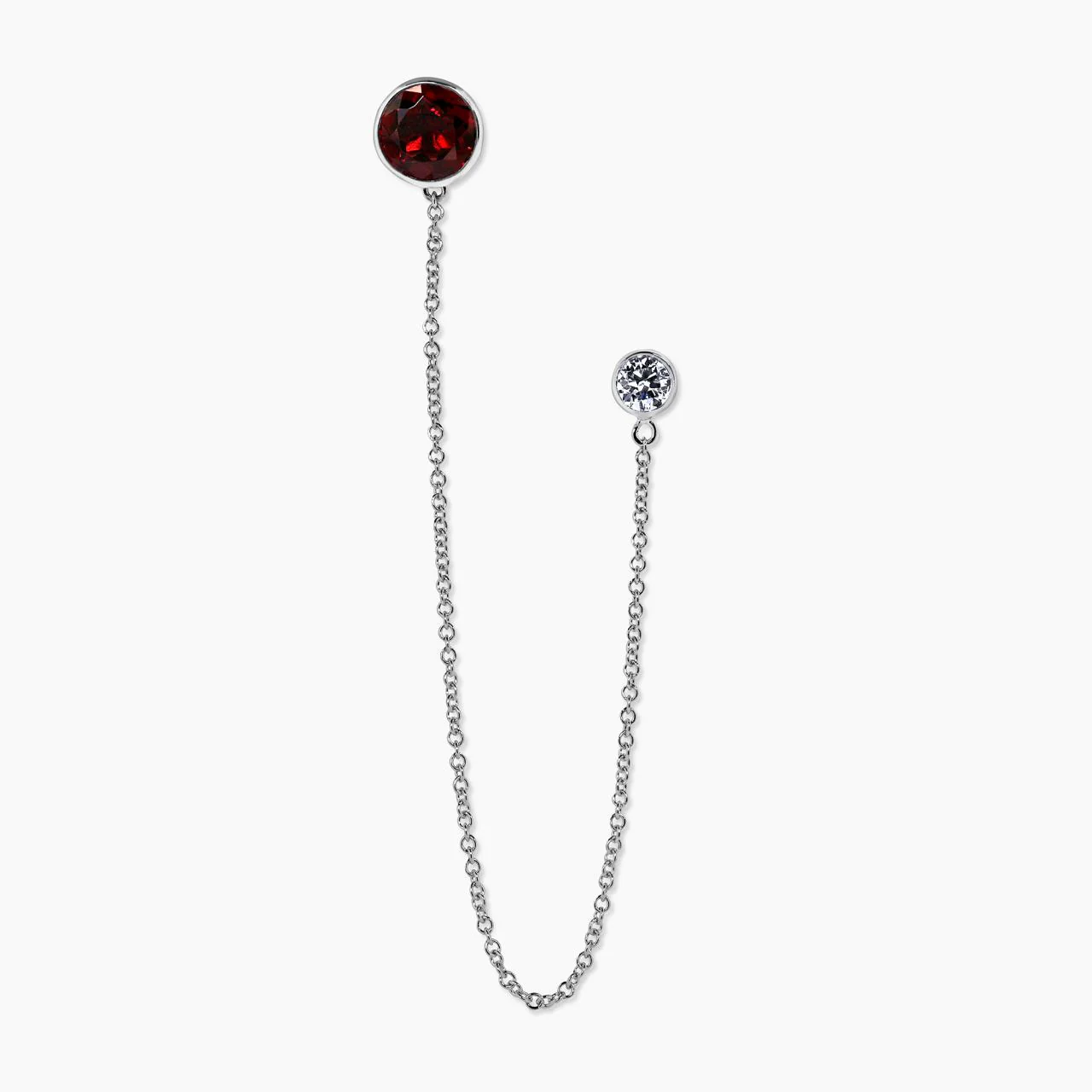 18ct white gold round Pyrope garnet and LAB Grown diamond brooch - Image 2