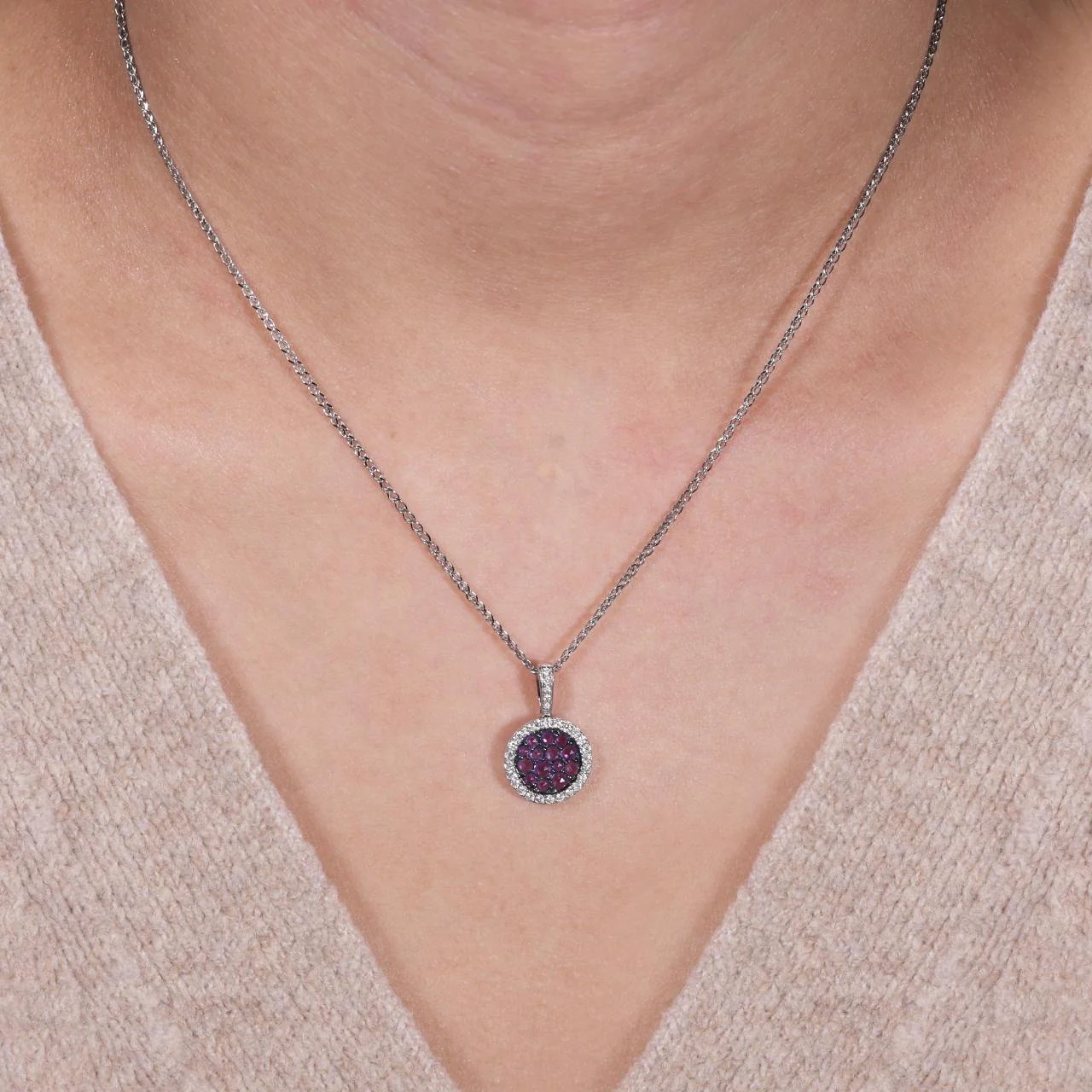 18ct white gold sapphire and diamond necklace