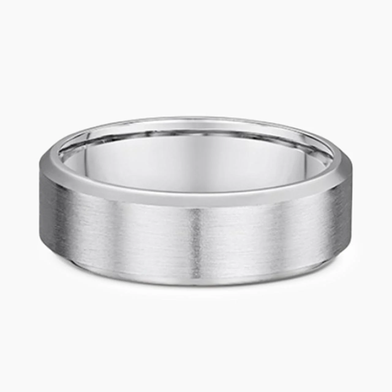 18ct white gold satin and polished finish mens ring