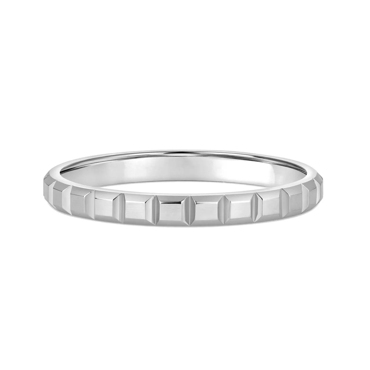 18ct white gold square groove ring
