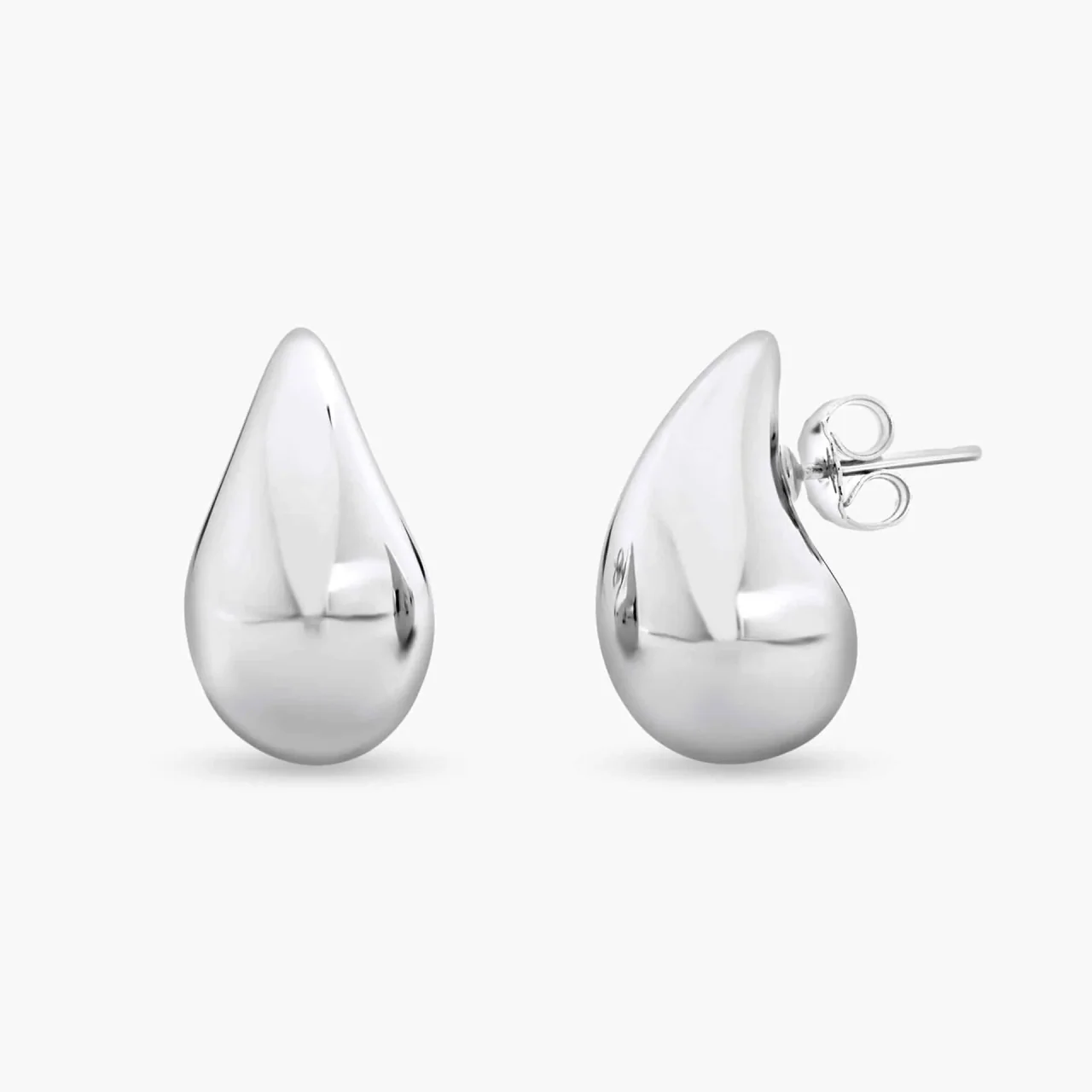 18ct white gold tear drop hollow earrings