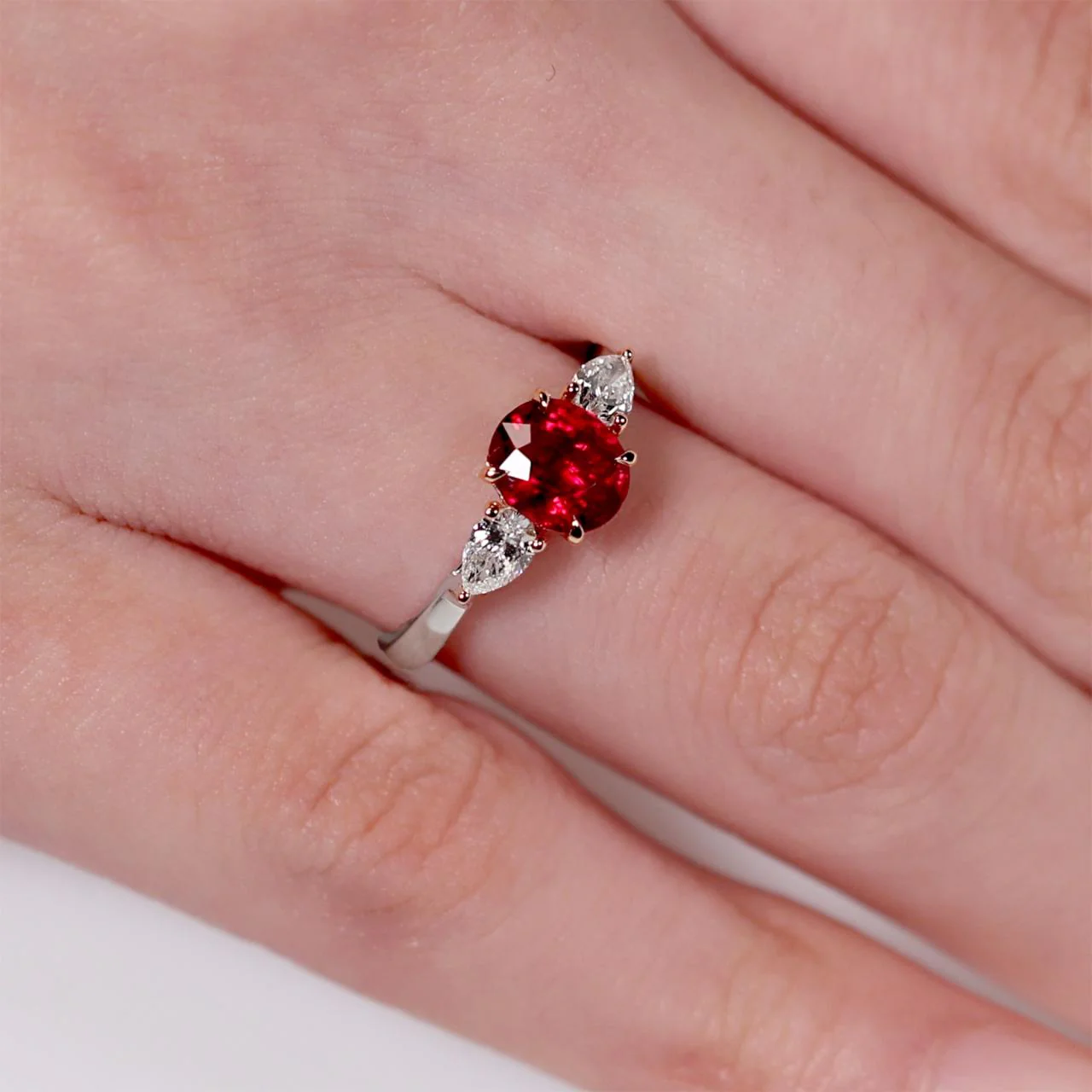 18ct white & rose gold ruby & diamond ring - Image 2