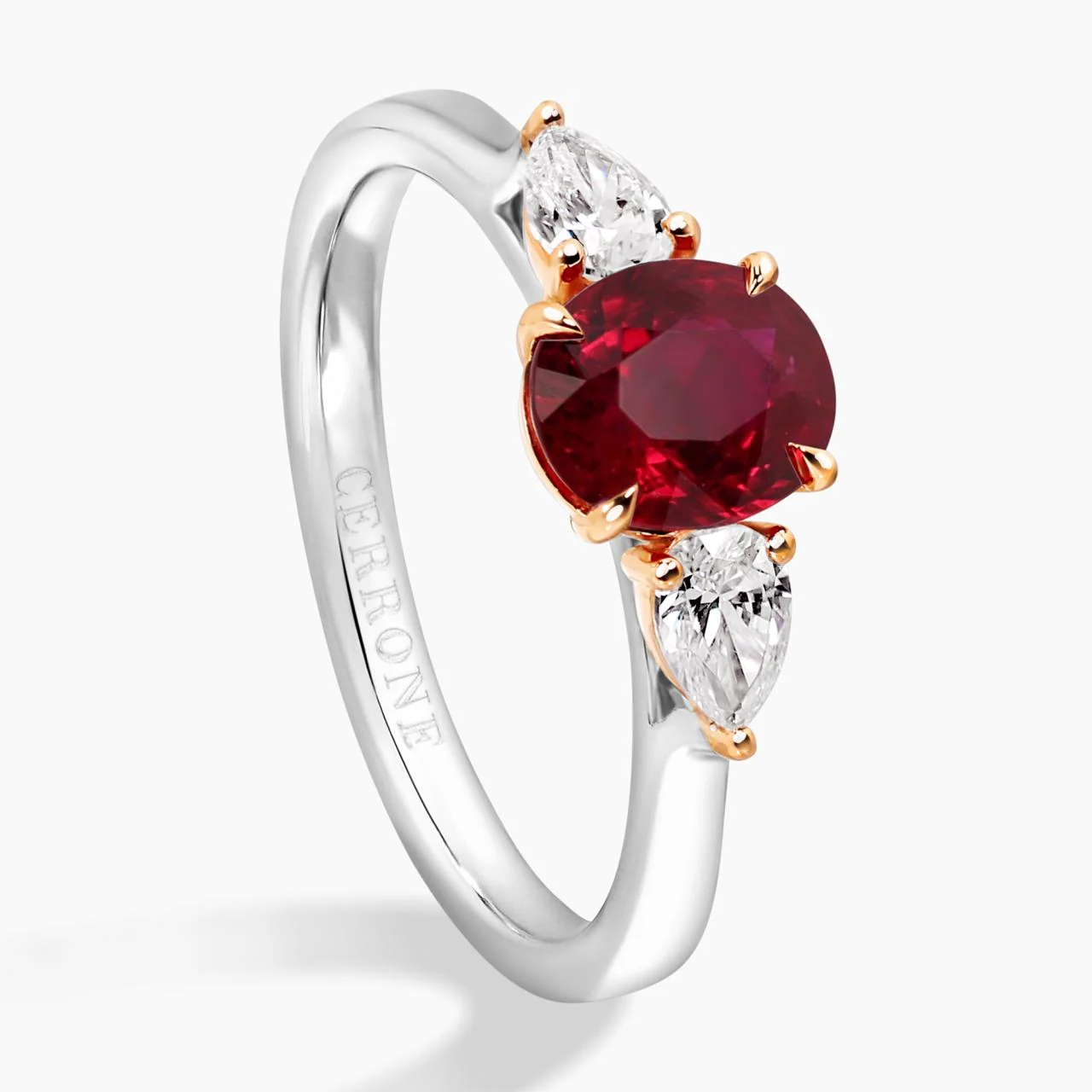 18ct white & rose gold ruby & diamond ring - Image 4
