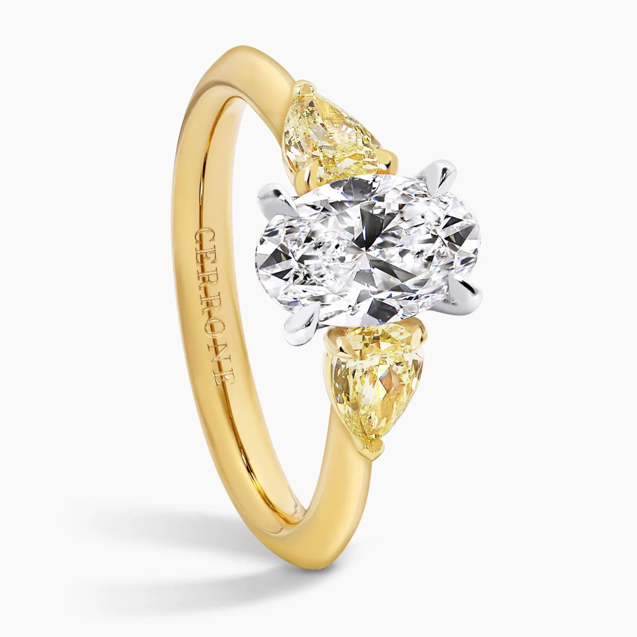 18ct yellow and white gold 1.20ct oval shape and pear shaped diamonds engagement ring - Image 2