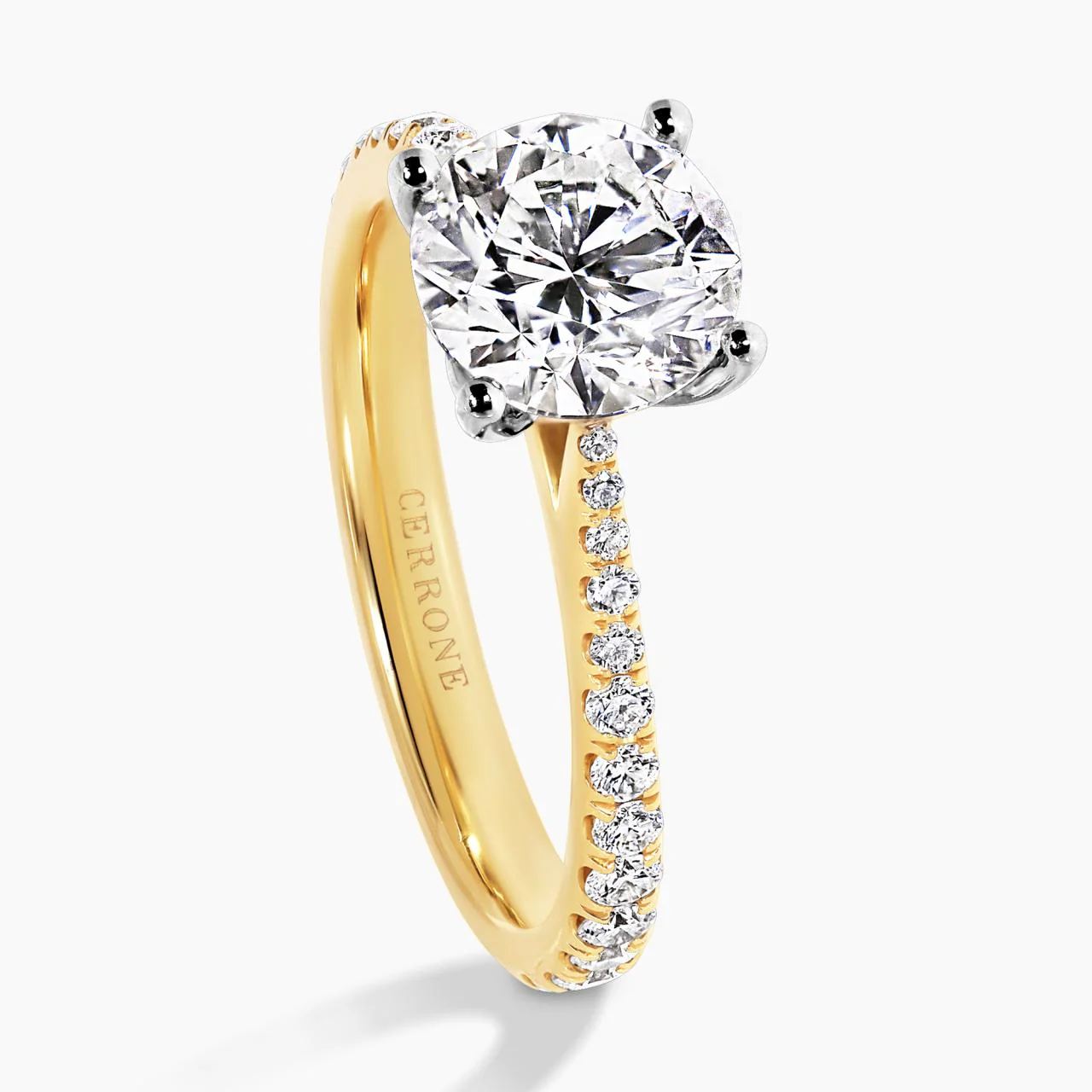 LECCE 18ct yellow and white gold 1.50ct round brilliant cut diamond engagement ring with diamonds on the band - Image 3
