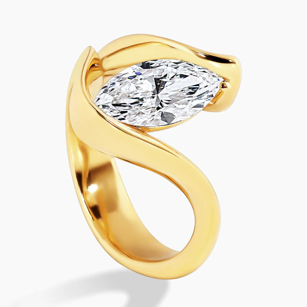 18ct yellow gold 1.50ct E VVS2 Marquise cut LAB Grown Diamond engagement ring - Image 4