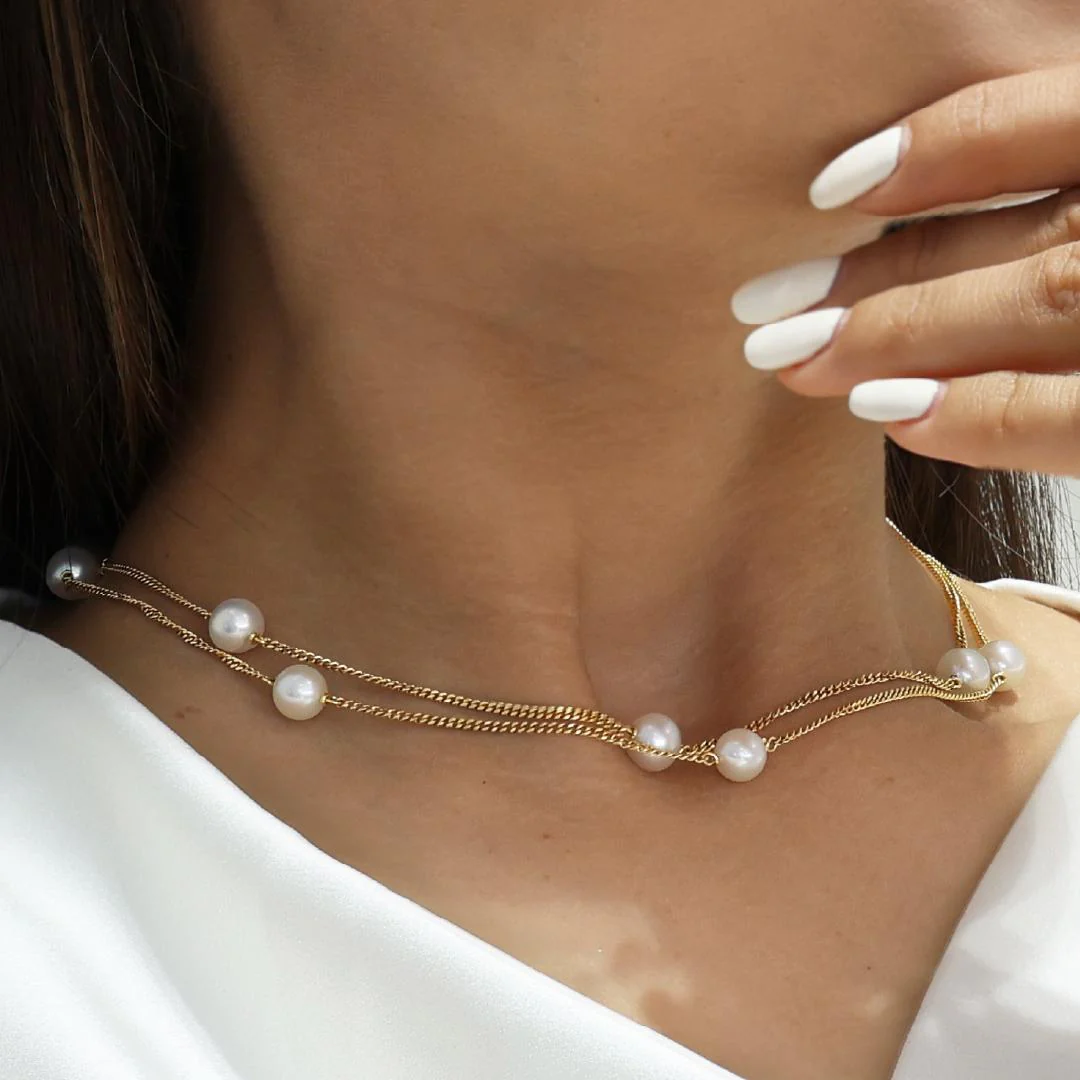 18ct yellow gold 12=6-6.5mm fresh water pearl necklace - Image 2