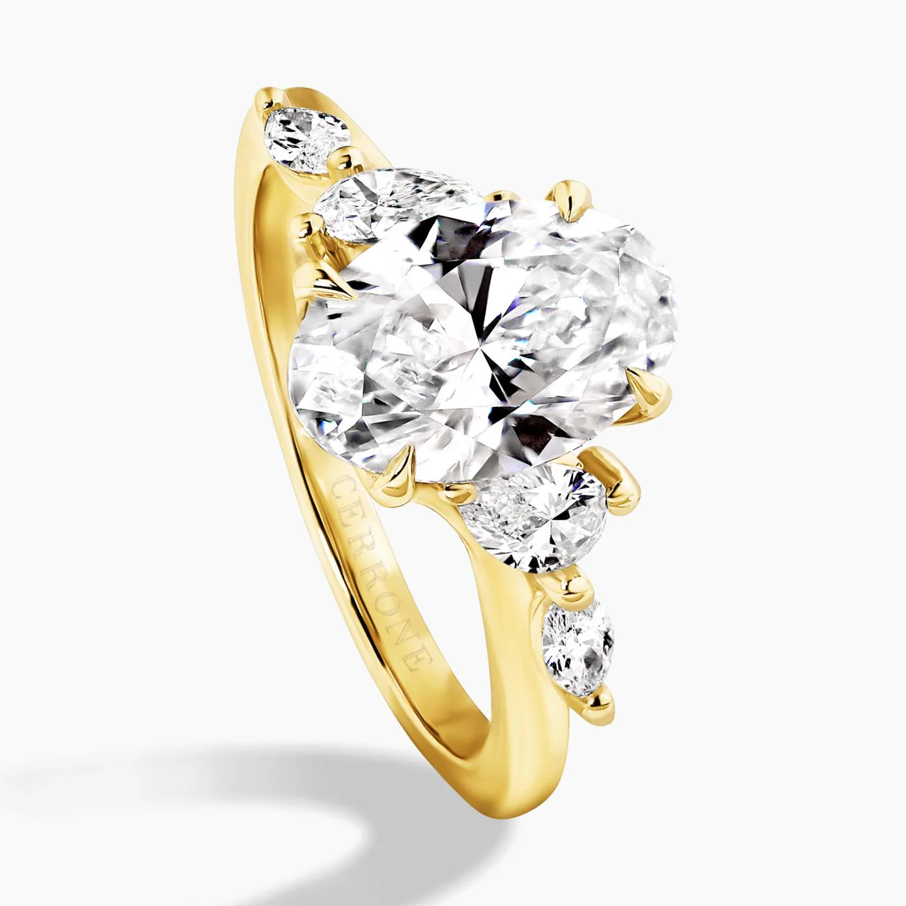 18ct yellow gold 2.00ct D VVS2 oval lab grown diamond ring with pear and marquise shaped lab grown diamonds. IGI Cert - Image 4