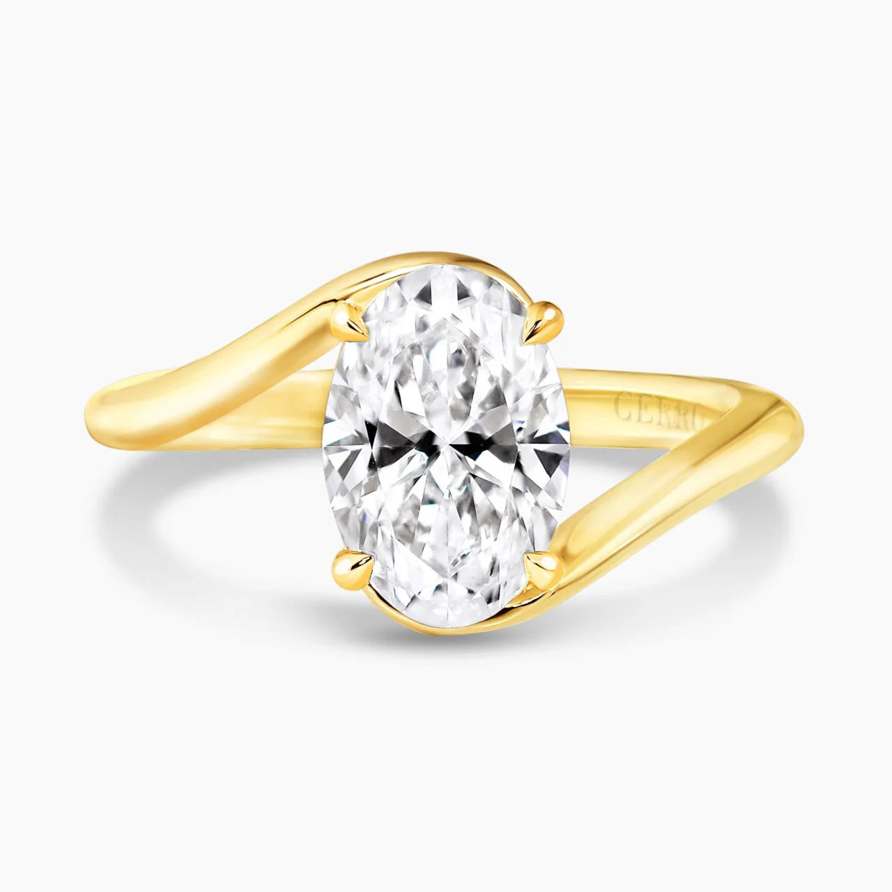 18ct yellow gold 2.03ct D VVS2 oval lab grown diamond solitaire ring. IGI Cert