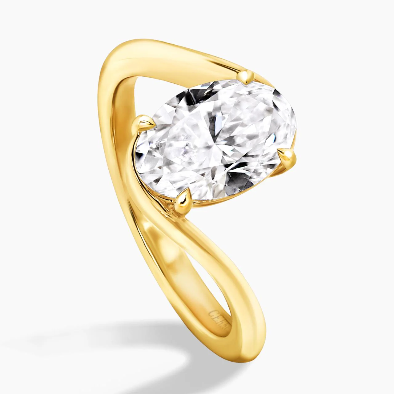 18ct yellow gold 2.03ct D VVS2 oval lab grown diamond solitaire ring. IGI Cert - Image 2