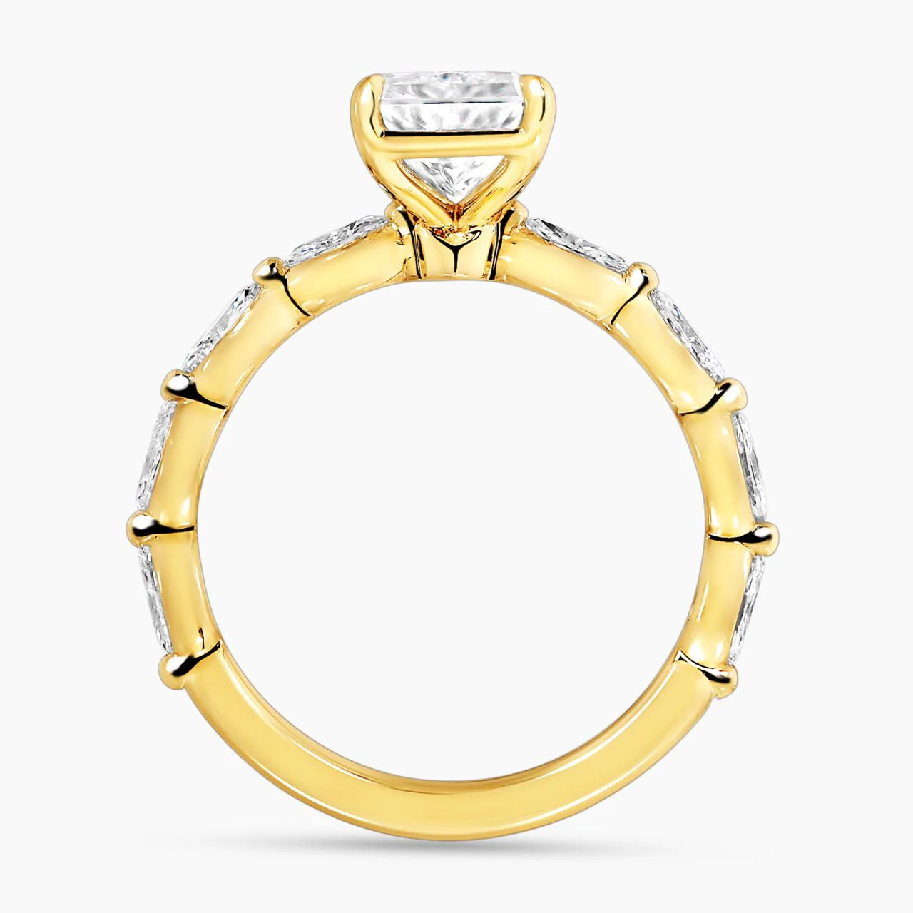 18ct yellow gold 2.31ct radiant and 8=0.50ct marquise cut lab grown diamond engagement ring - Image 2