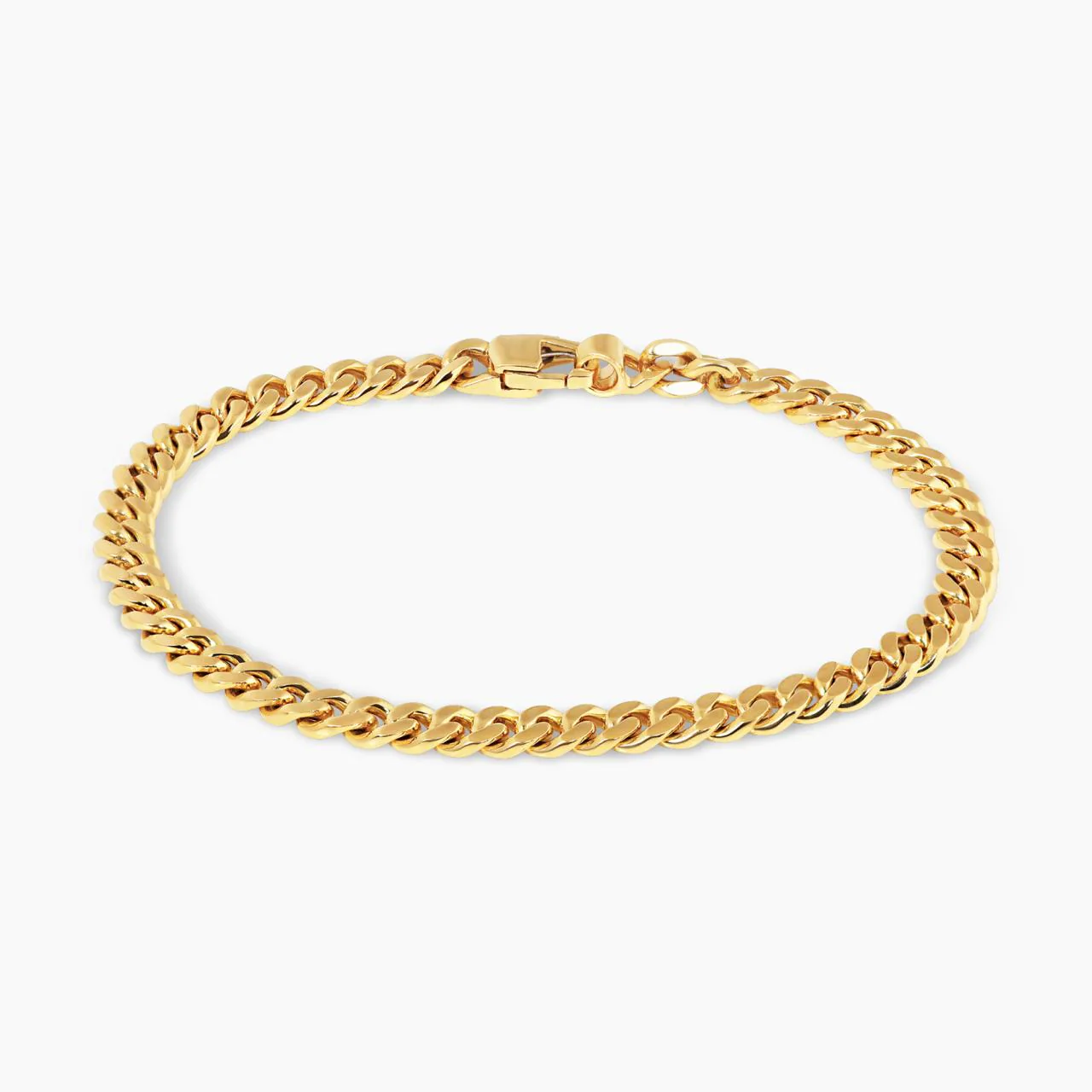 18ct yellow gold 21cm solid flat curb link bracelet