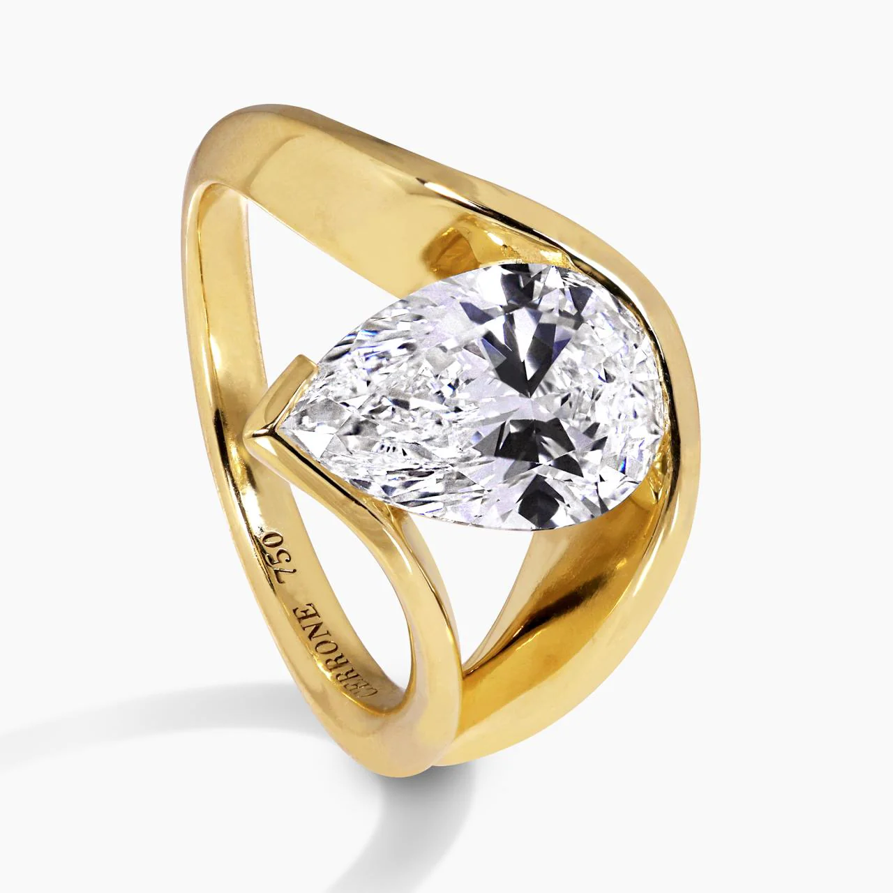 MAREA 18ct yellow gold 3.01ct F VS1 pear shaped LAB GROWN Diamond solitaire engagement ring - Image 4