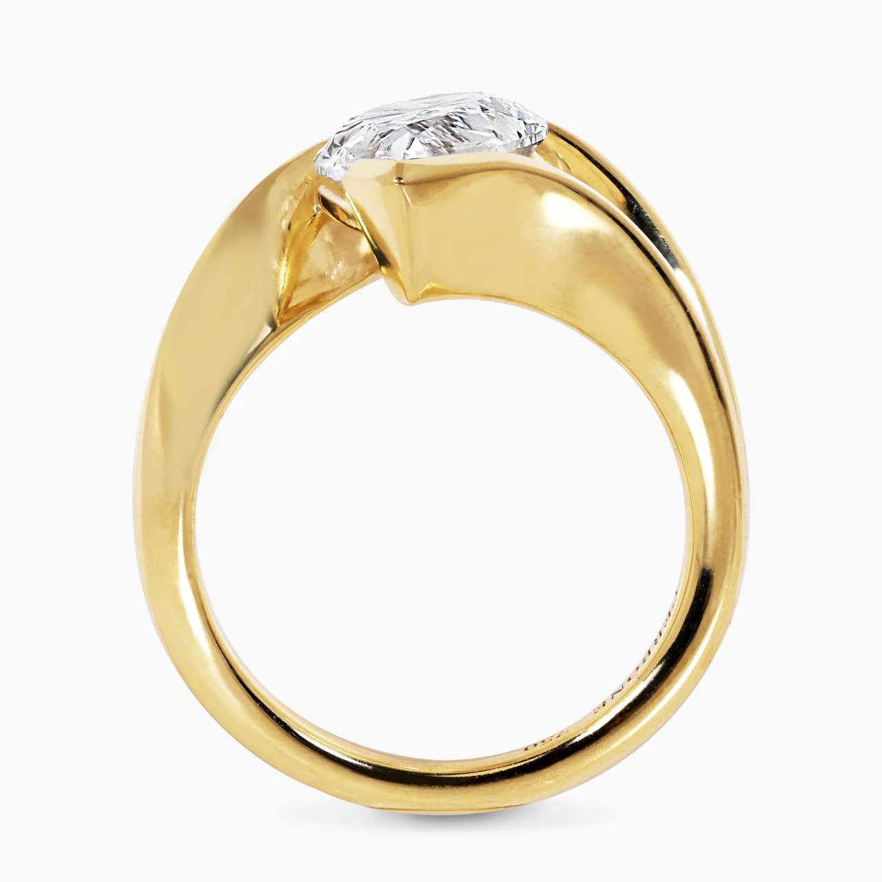 MAREA 18ct yellow gold 3.01ct F VS1 pear shaped LAB GROWN Diamond solitaire engagement ring - Image 5