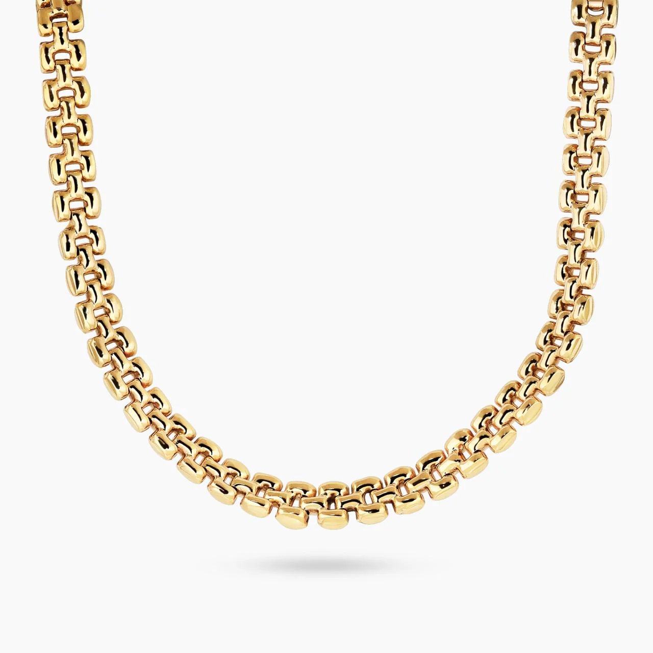 18ct yellow gold 43cm brick link chain with lobster clasp