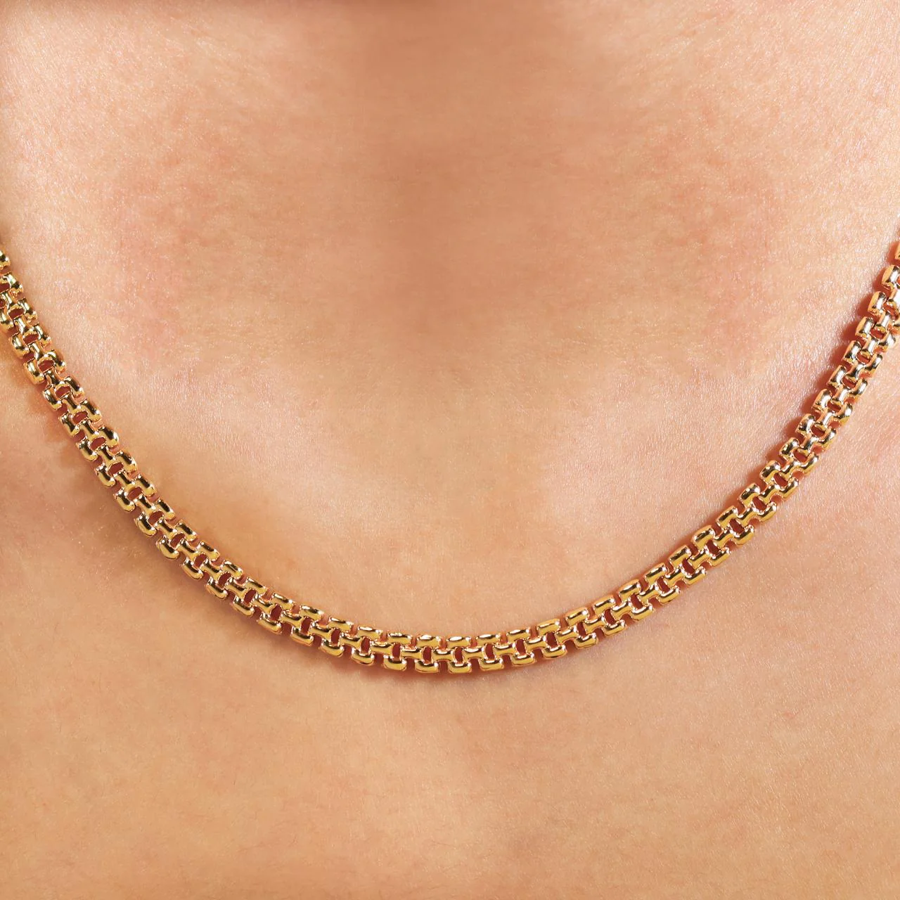 18ct yellow gold 43cm brick link chain with lobster clasp - Image 3