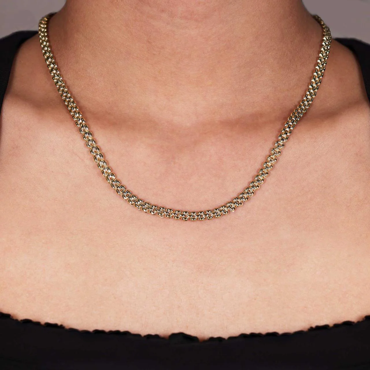 18ct yellow gold 45cm brick link chain with lobster clasp - Image 2