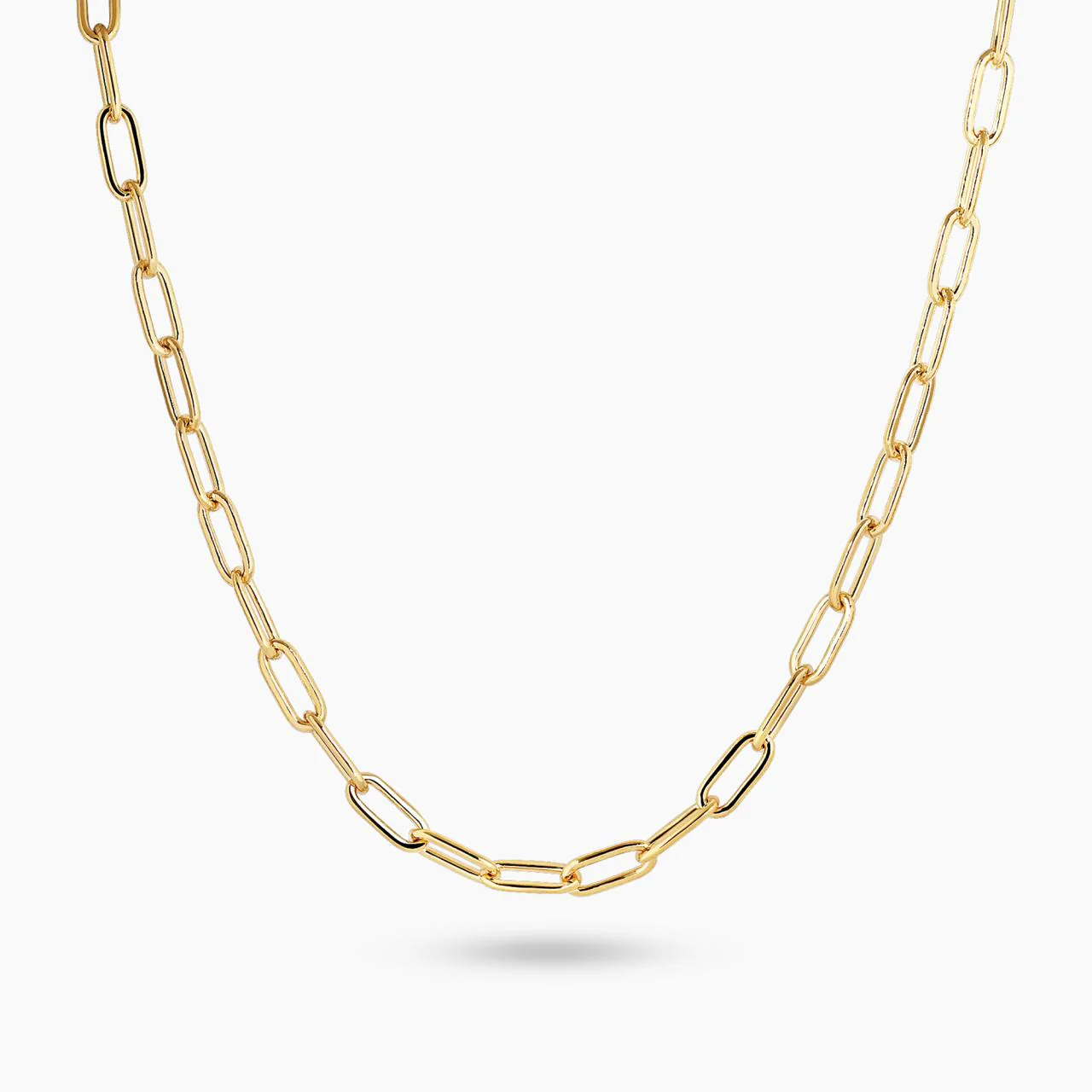 18ct yellow gold 45cm paperclip link chain with lobster clasp