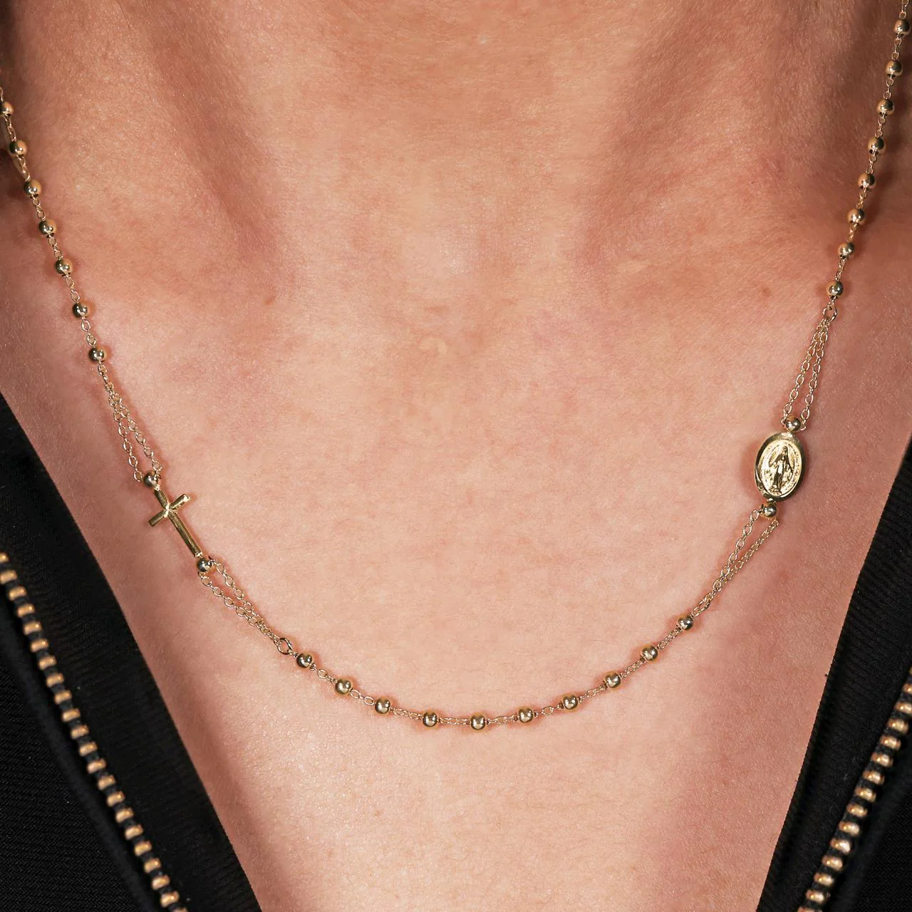 18ct yellow gold 45cm rosary necklace - Image 3