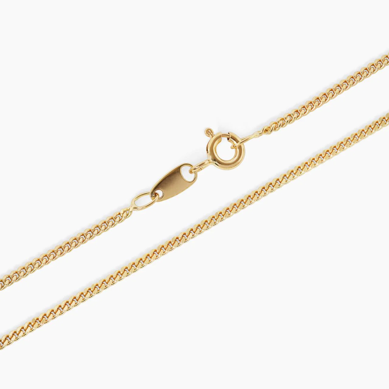 18ct yellow gold 60cm fine flat curb link chain with spring ring clasp - Image 2