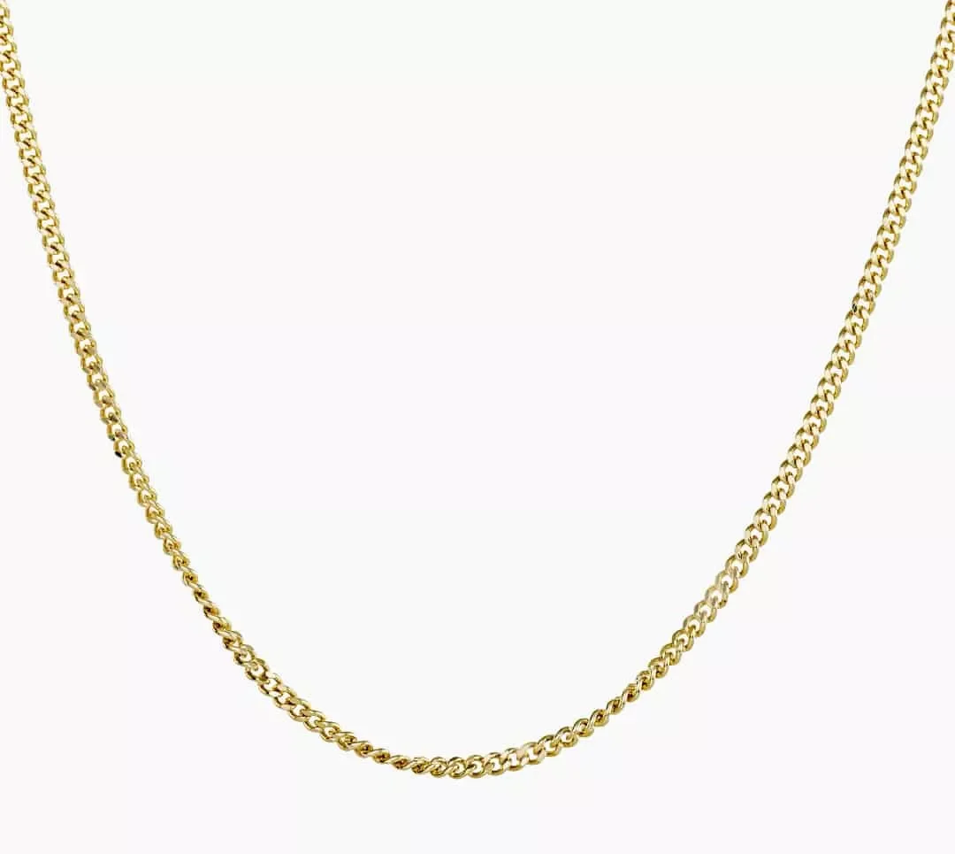 18ct yellow gold 60cm fine flat curb link chain with spring ring clasp