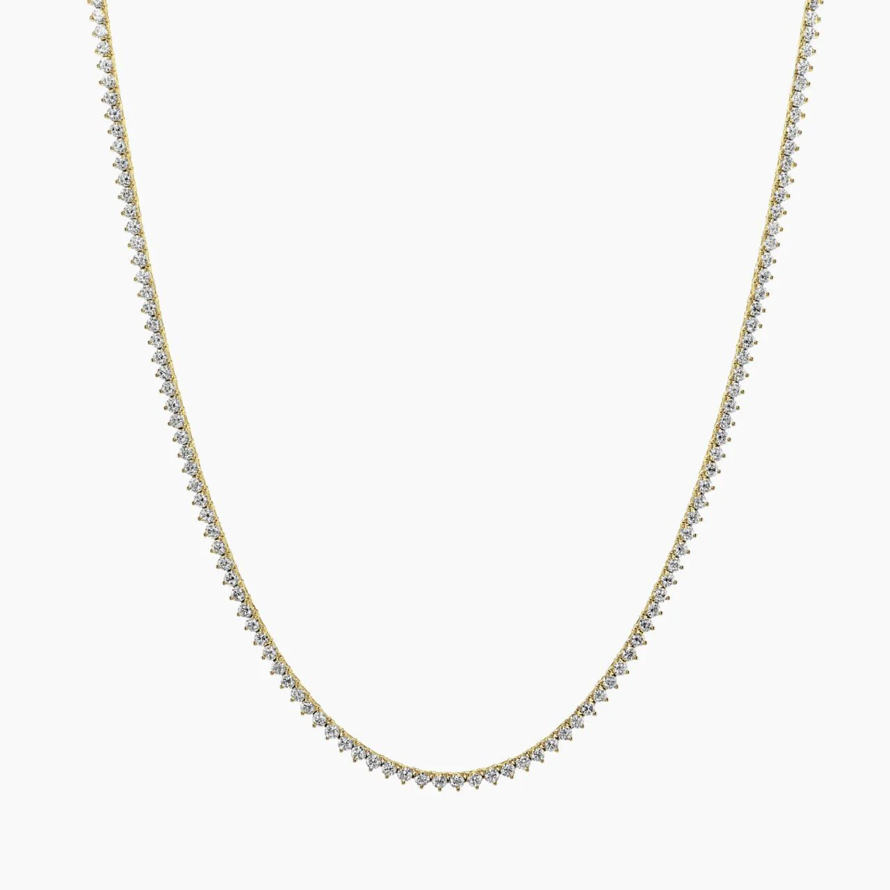 18ct yellow gold 9.28ct LAB Grown Diamond tennis necklace in a three claw setting