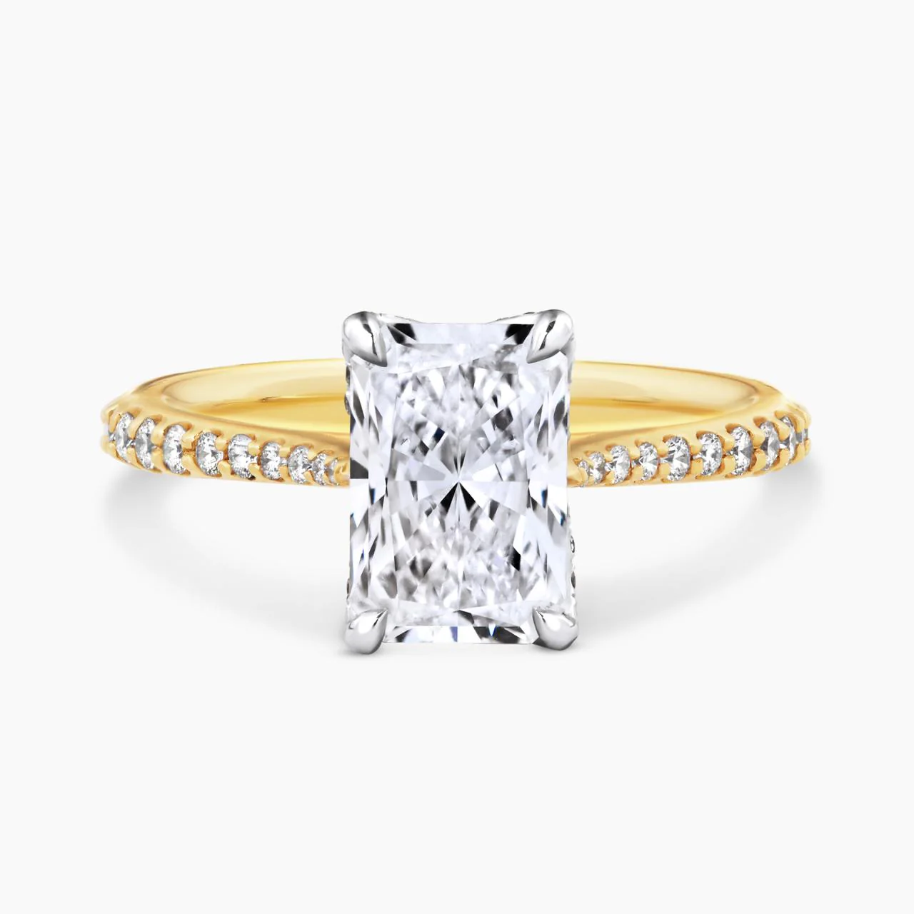18ct yellow gold and platinum 2.10ct radiant laboratory grown diamond engagement ring
