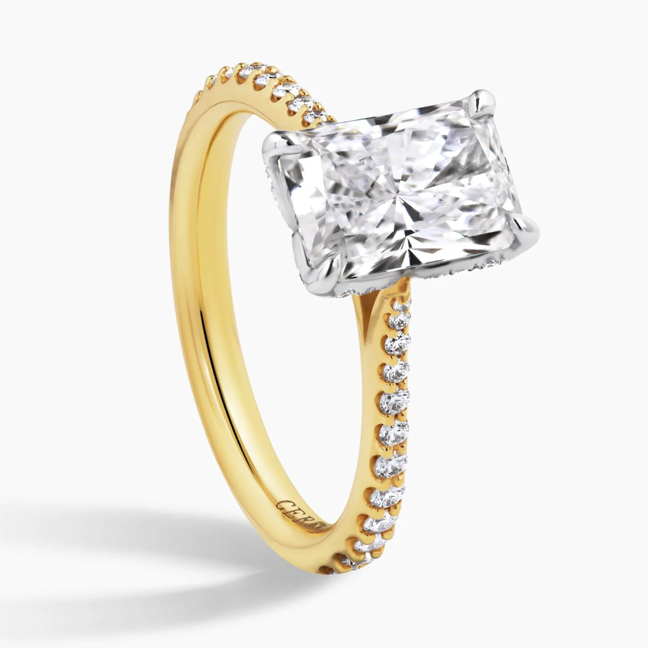 18ct yellow gold and platinum 2.10ct radiant laboratory grown diamond engagement ring - Image 2