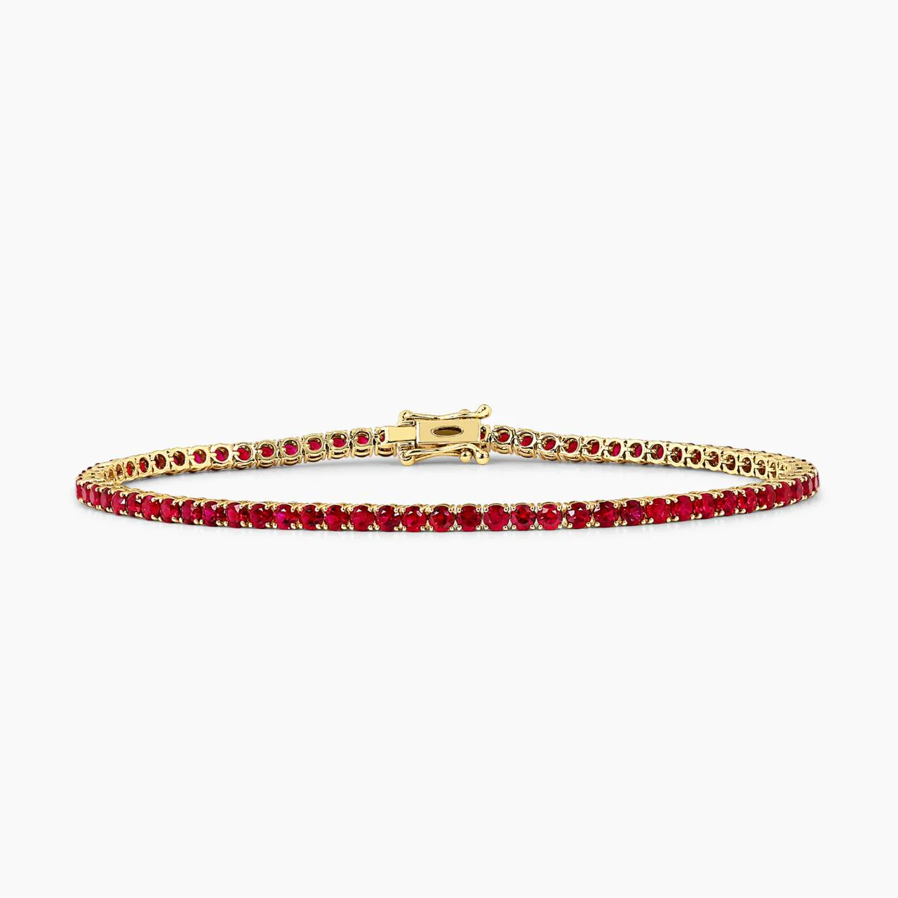 18ct yellow gold claw set ruby bracelet