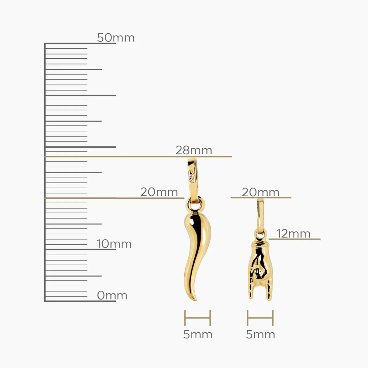 18ct yellow gold ‘corno’ horn 28mm x 5mm pendant - Image 8