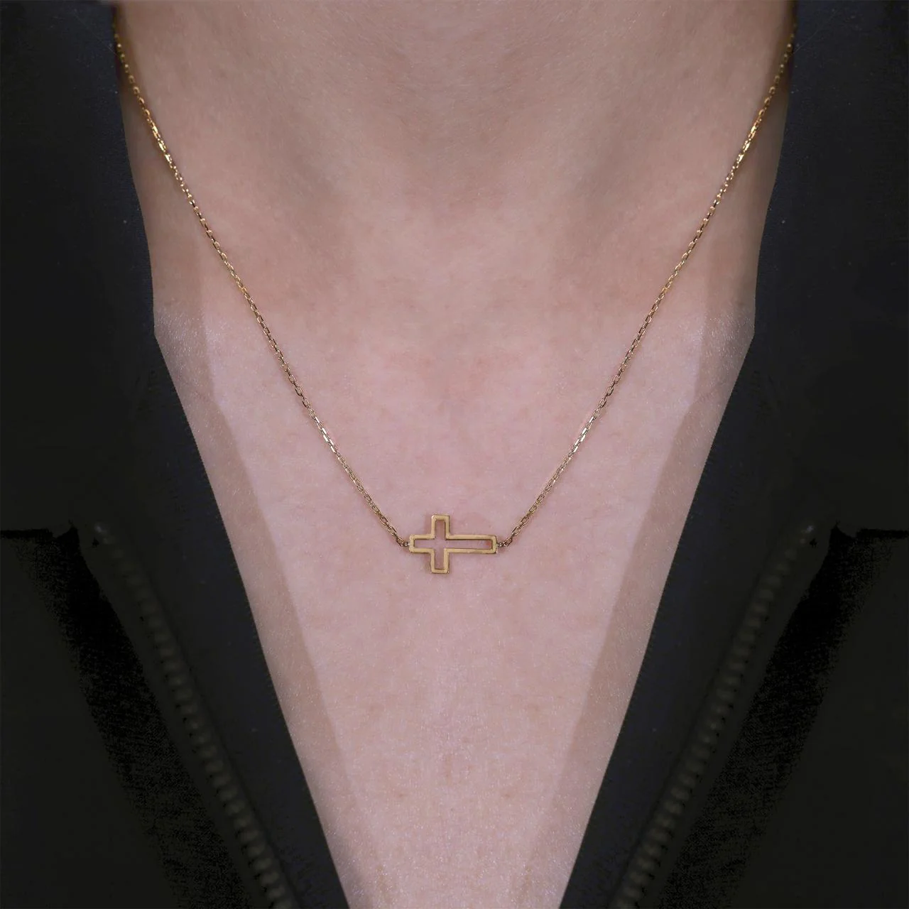 18ct yellow gold cross on chain necklace - Image 2
