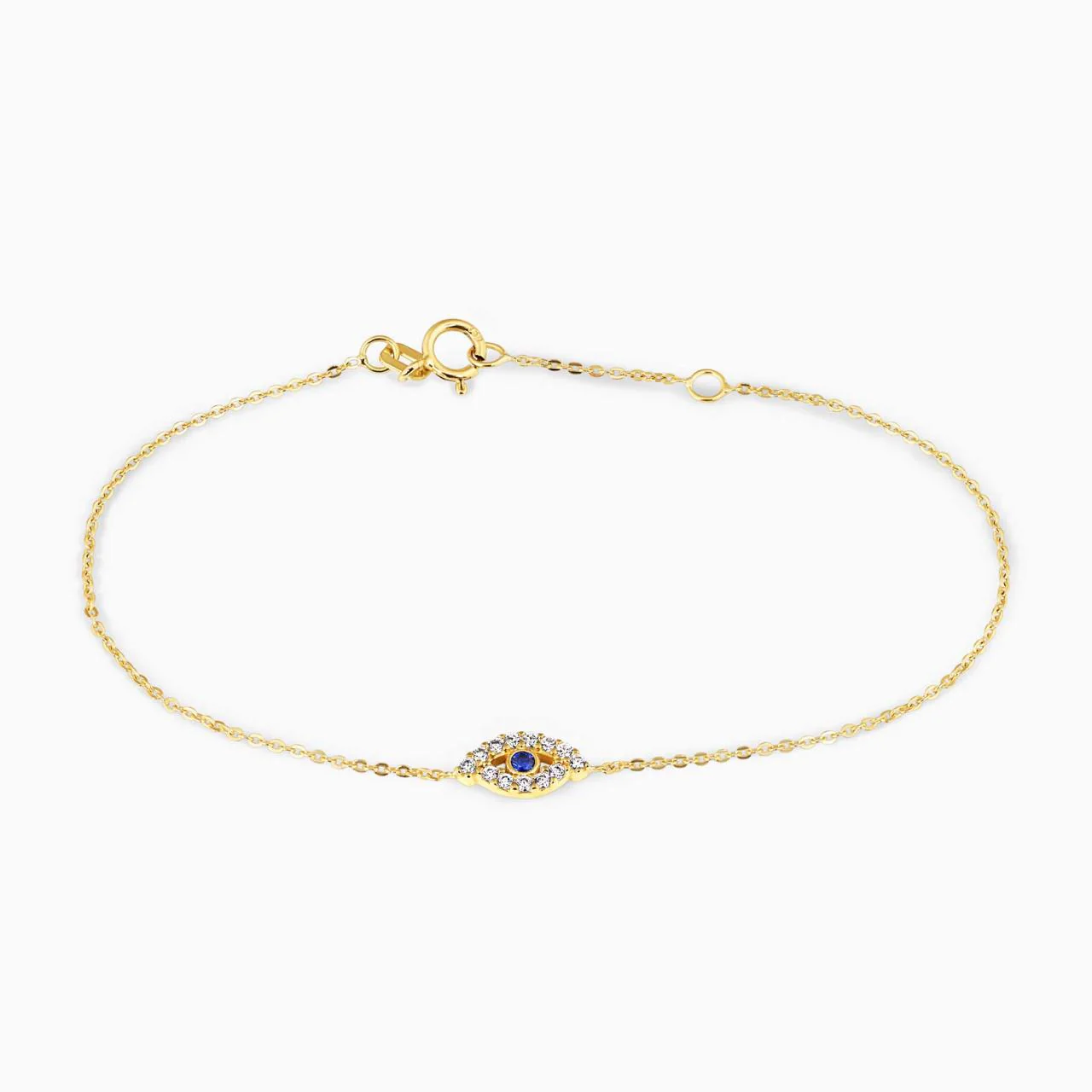 18ct yellow gold cubic zirconia set evil eye bracelet