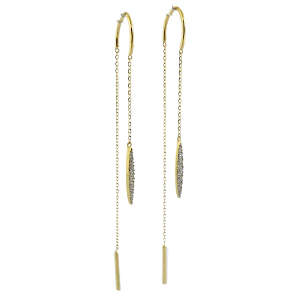 18ct yellow gold diamond drop earrings - Image 2
