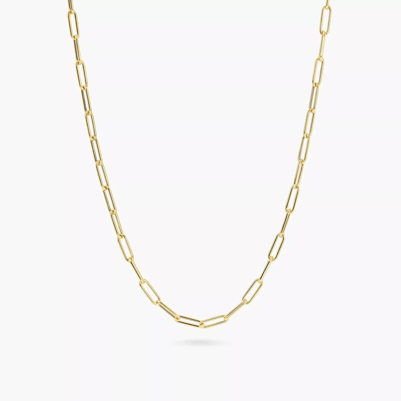 18ct yellow gold fine paperclip link necklace