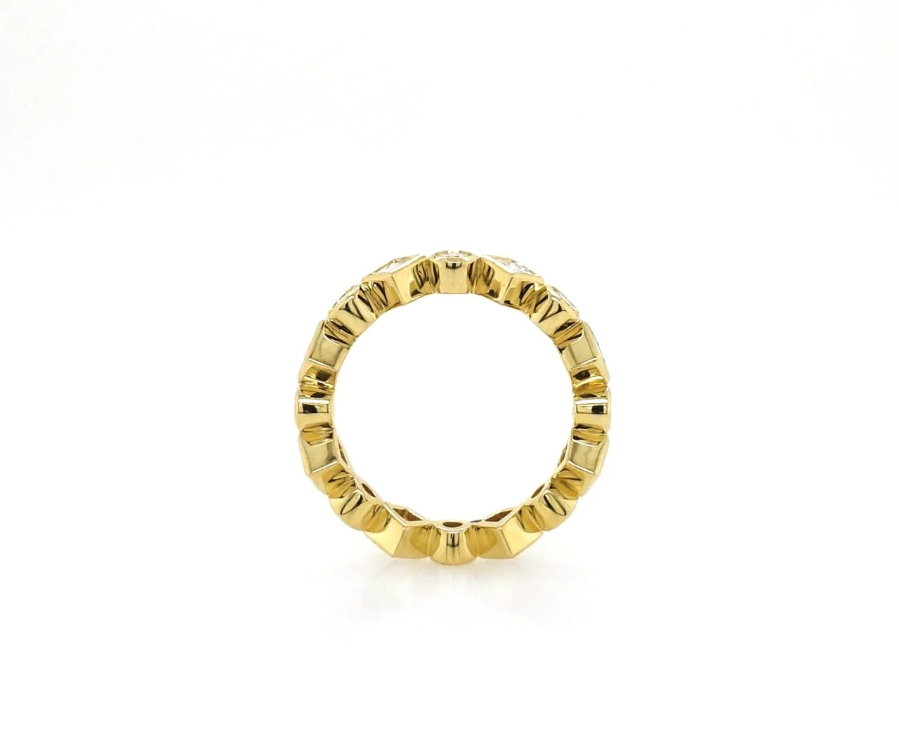 18ct yellow gold full circle round and princess cut diamond ring - Image 3