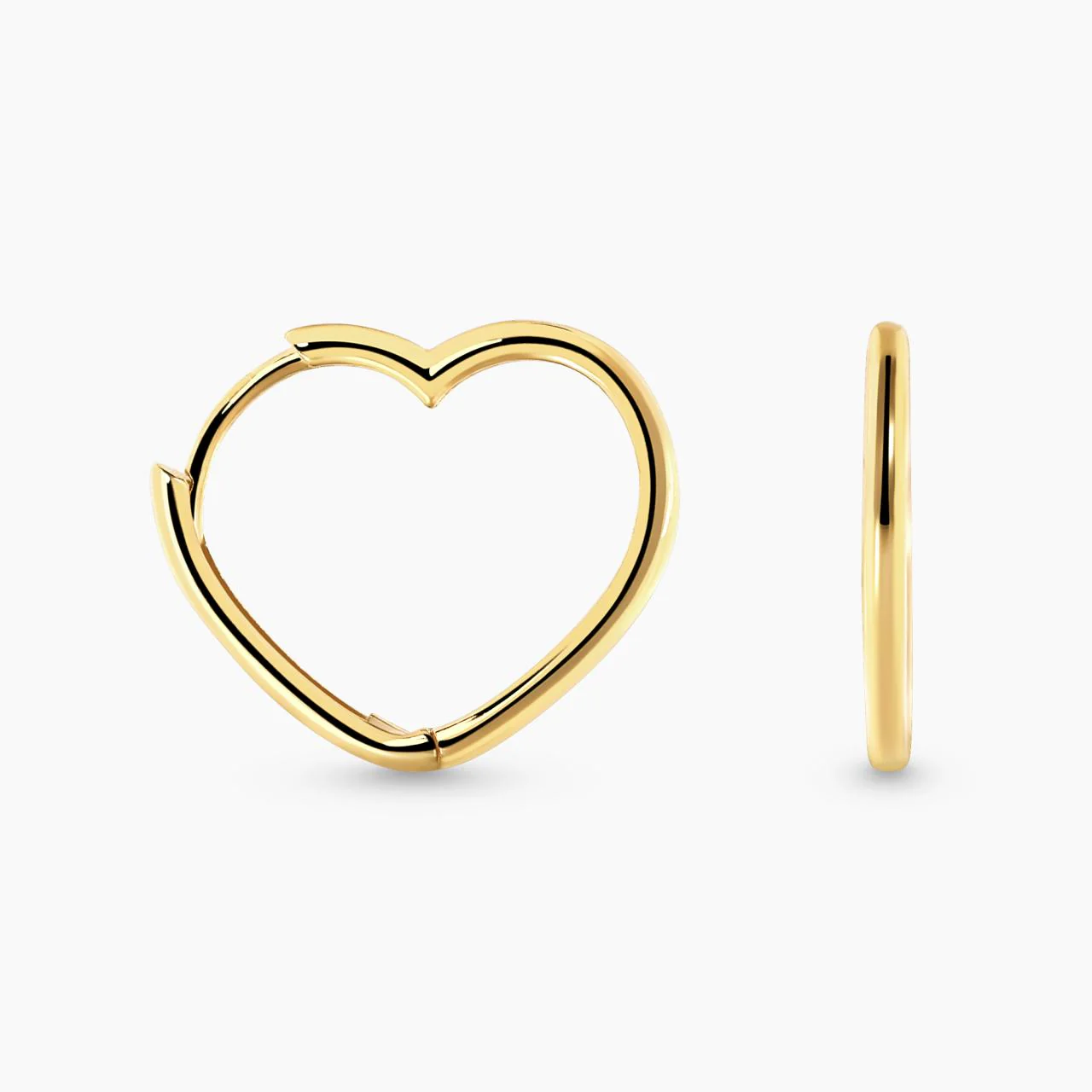 18ct yellow gold heart shape sideways huggies 16mm x 17mm