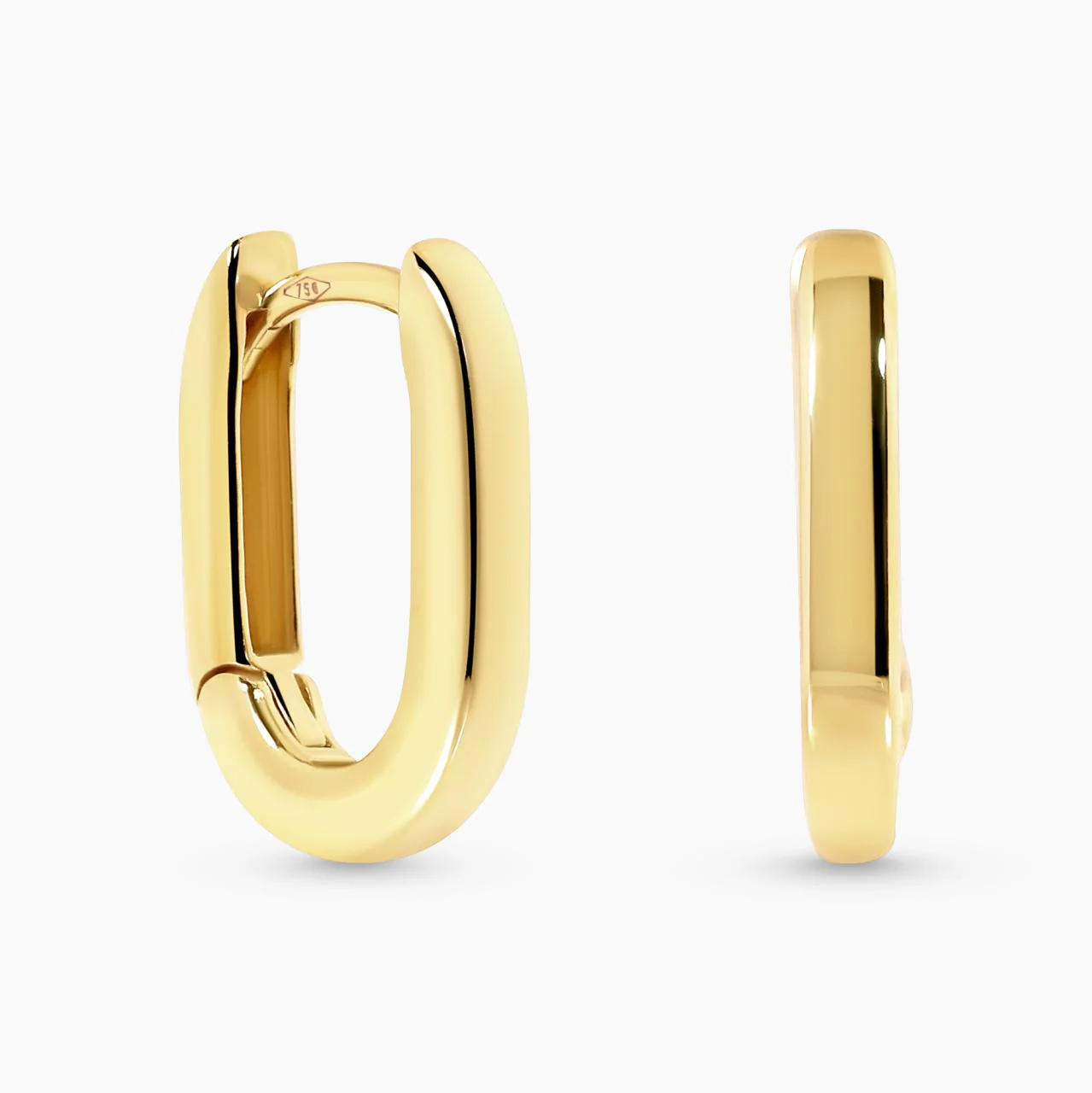 18ct yellow gold hollow oval huggies