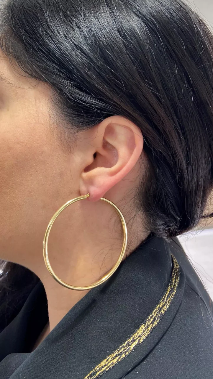 18ct yellow gold large hoop earrings 60mm - Image 3