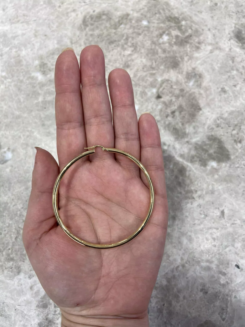18ct yellow gold large hoop earrings 60mm - Image 4