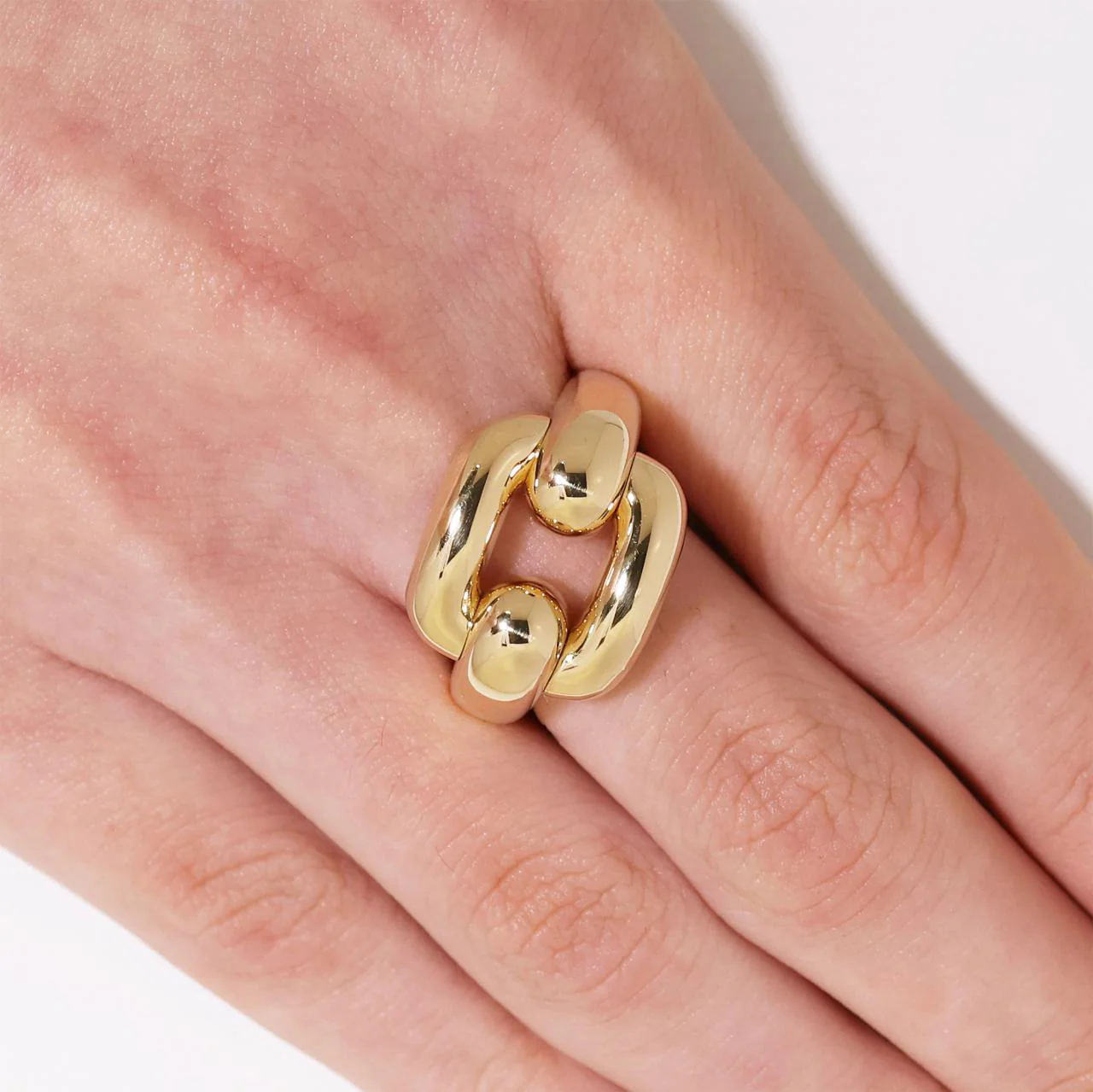 18ct yellow gold link design ring - Image 3