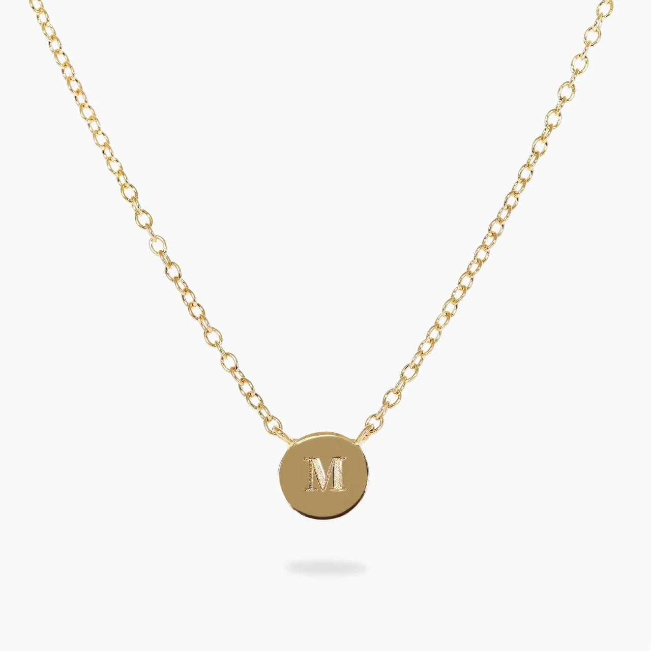 18ct yellow gold necklace with small round plate - Image 5