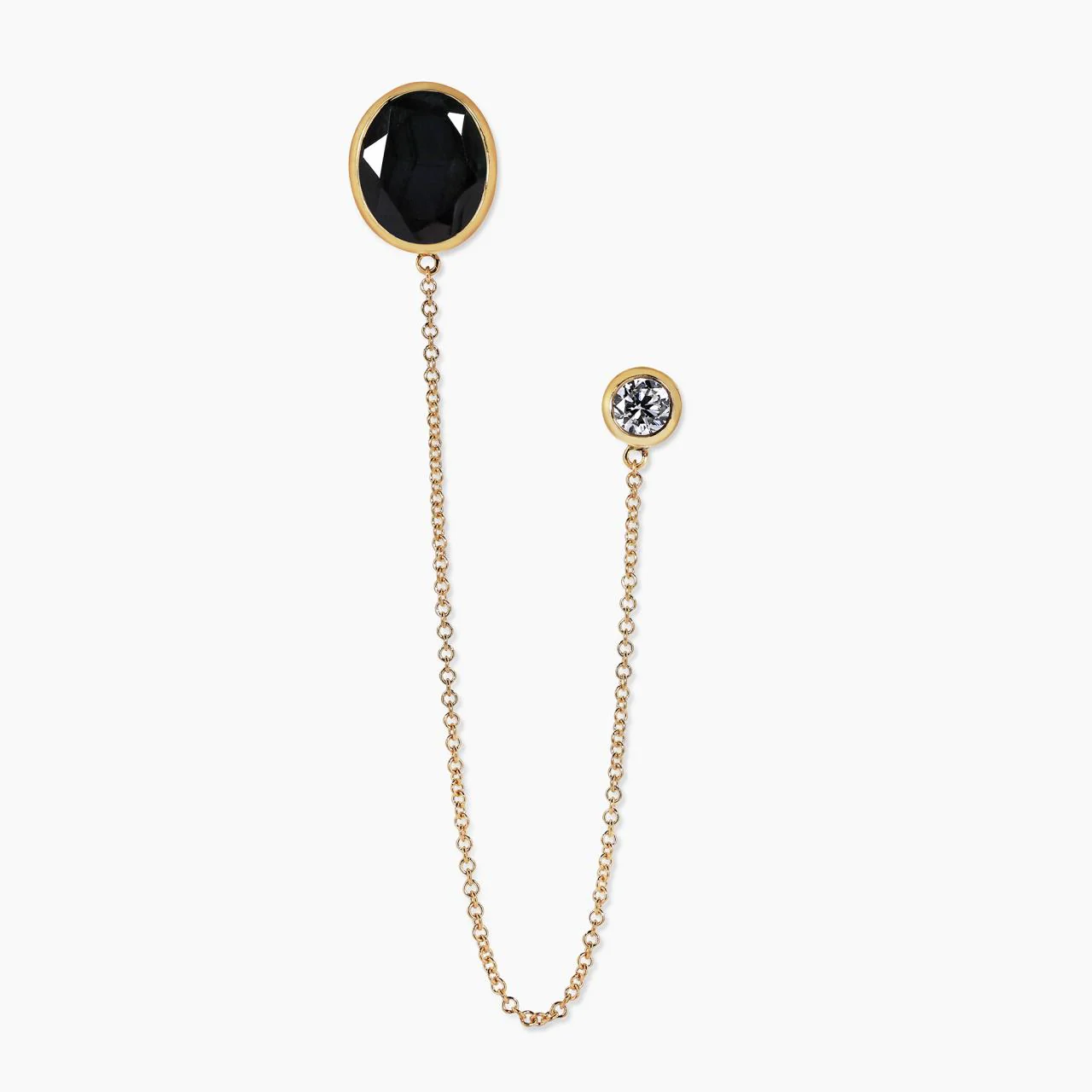 18ct yellow gold oval black spinel and round LAB Grown Diamond brooch - Image 2