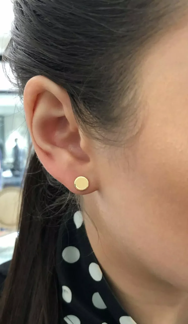 18ct yellow gold round stud earrings - Image 3