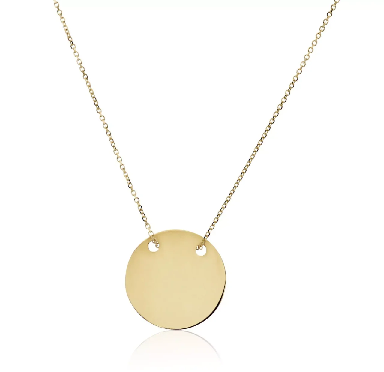 18ct yellow gold round plate necklace