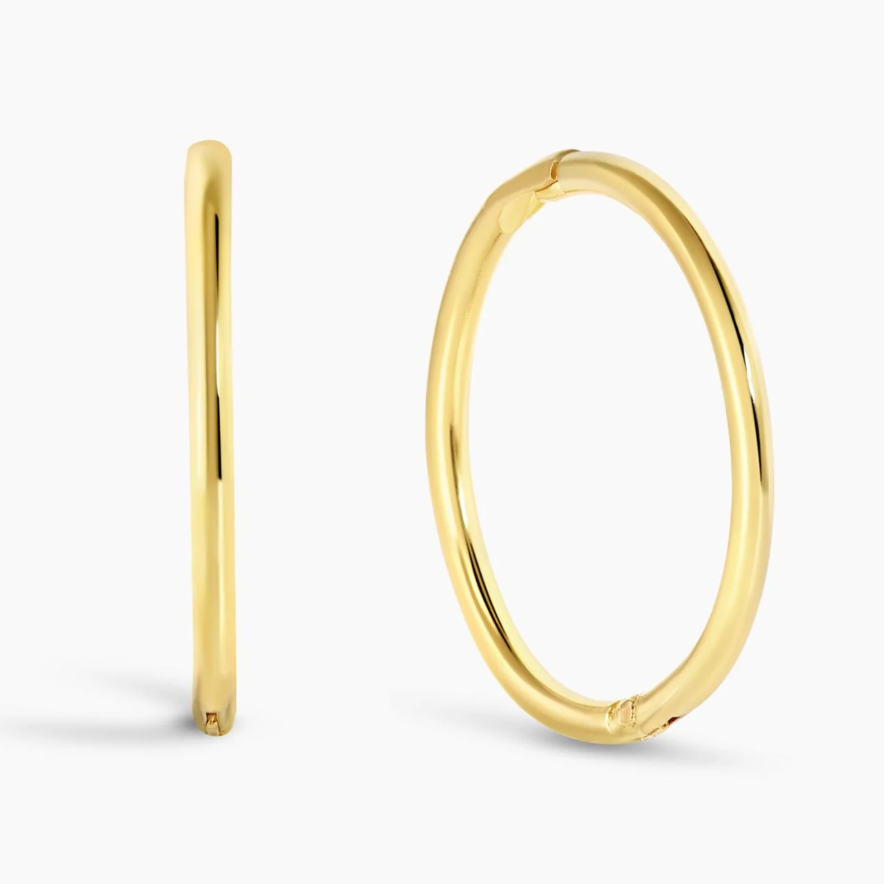 18ct yellow gold 'sleeper' hinge hoop earrings 12mm