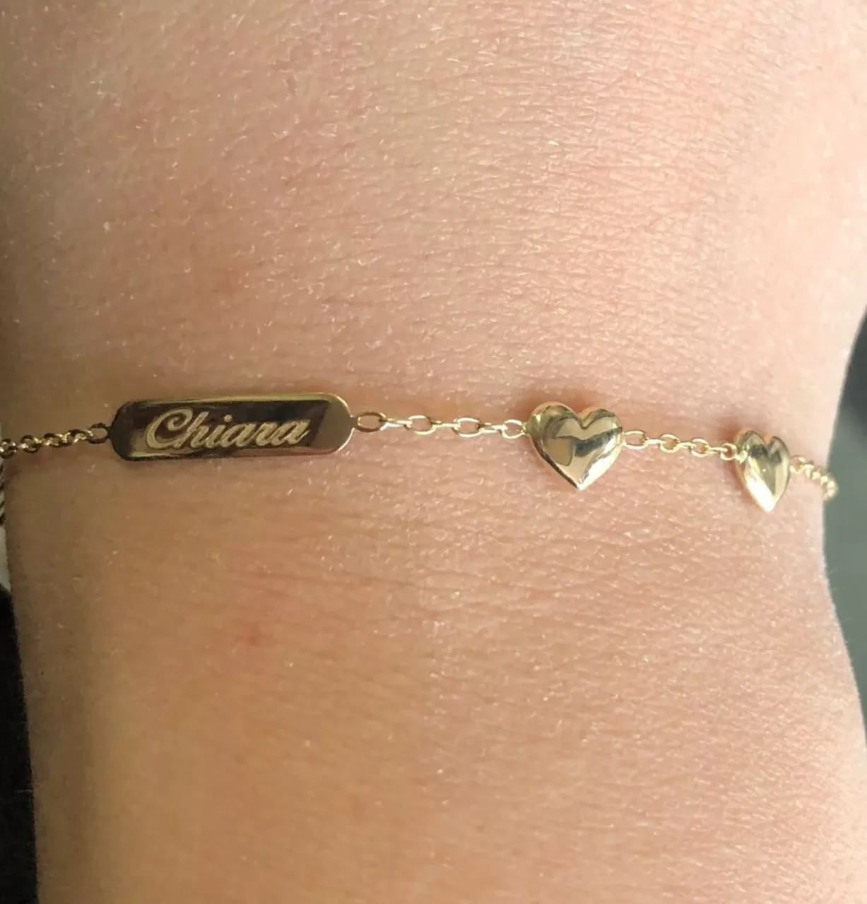 18ct Yellow Gold two Hearts & ID Baby Bracelet - Image 2
