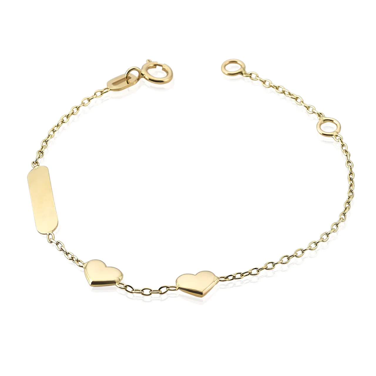 18ct Yellow Gold two Hearts & ID Baby Bracelet - Image 7