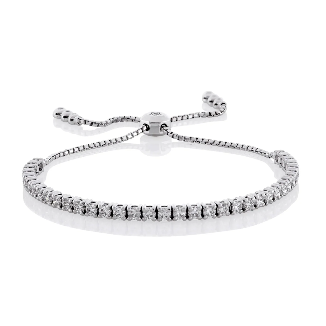 18ct white gold 44=2.11ct diamond adjustable tennis bracelet