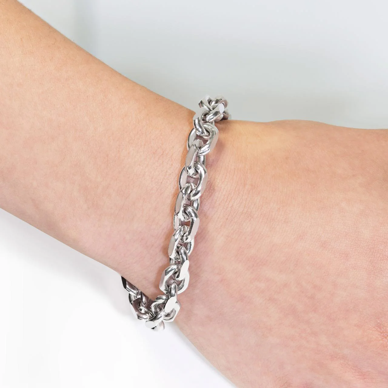 Silver Large Link Fancy Bracelet 21cm - Image 2