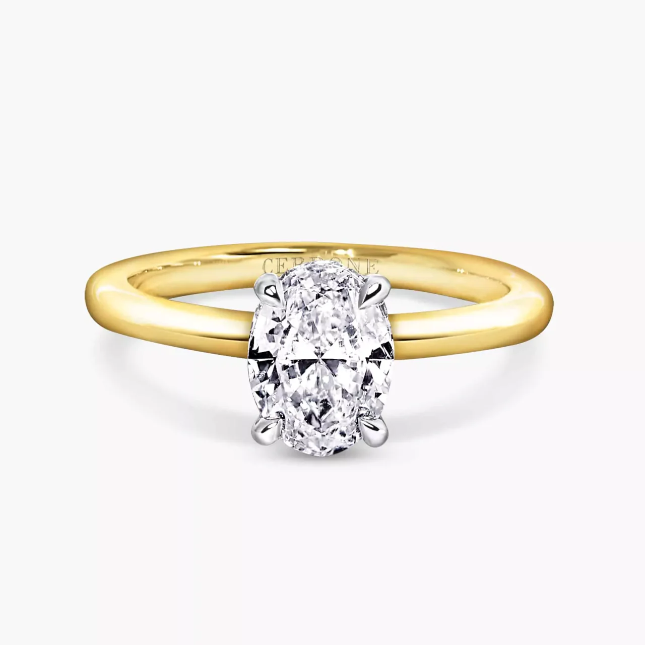 MILAN 18ct yellow and white gold 1.51ct D VS2 oval diamond hidden halo engagement ring